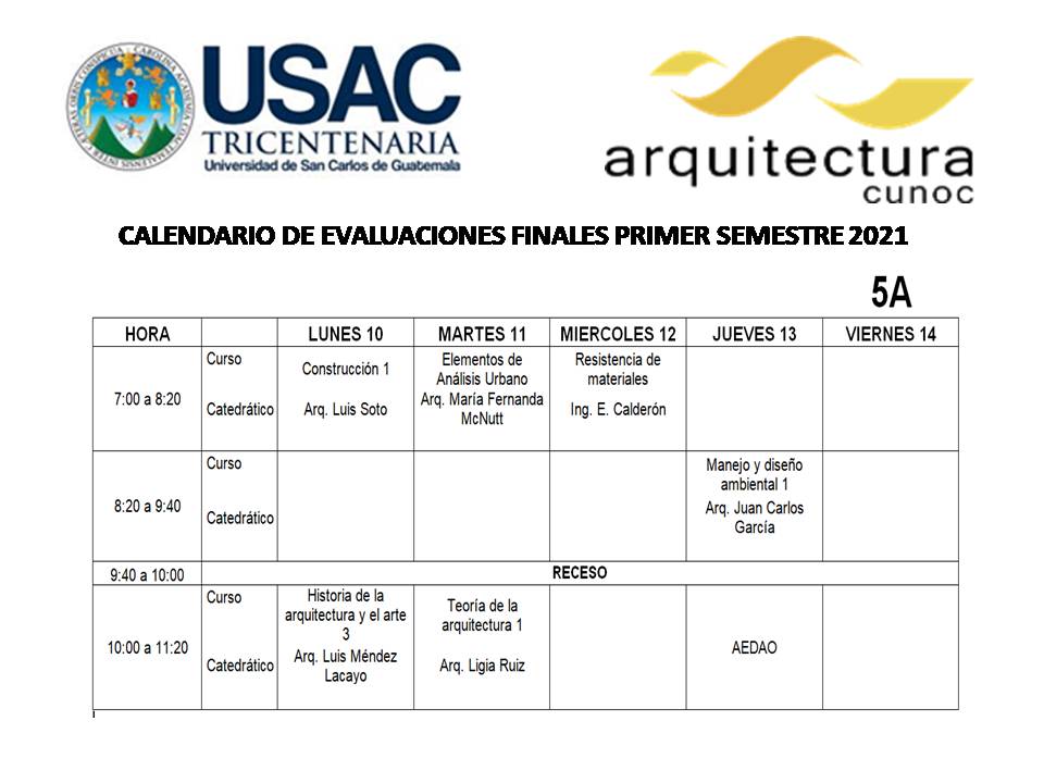 Calendario de Exámenes Finales Primer Semestre (5)